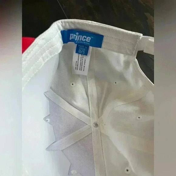 Prince Pickleball Cap White Red Adjustable Sports Hat - Picture 2 of 5